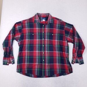 Wrangler Western Plaid Pearl Snap Shirt XXL Red